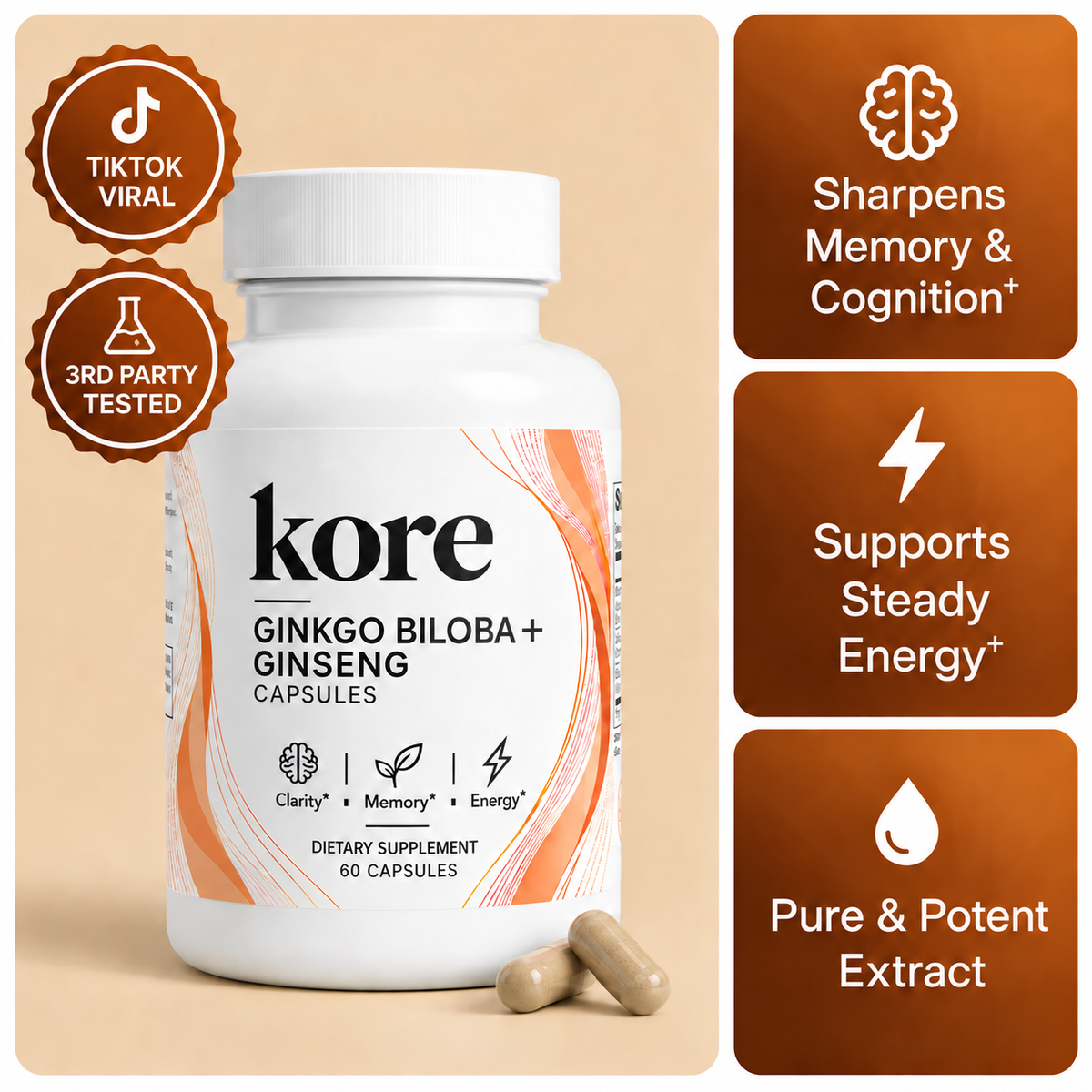 Ginseng + Ginkgo Biloba Capsules